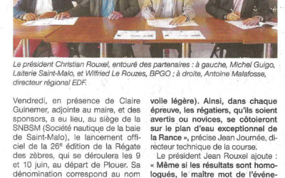 Article Ouest France – Régate des Zèbres 2018